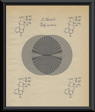 Lsd Inventor Albert Hofmann Facsimile Autograph On 70 Year Old Paper P125
