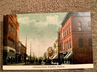 1912 Vintage Franklin In Indiana Postcard Downtown Jefferson Street