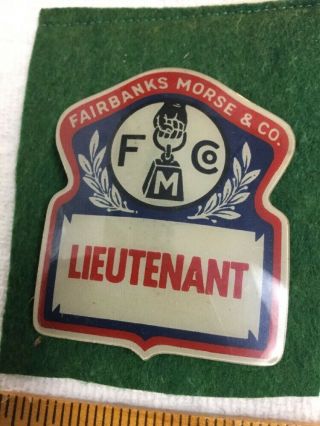 Antique Employee Badge Fairbanks Morse & Co Lieutenant Made By Whitehead & Hoag