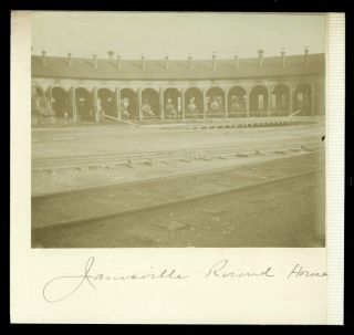 Vintage Railroad Roundhouse Cabinet Photo 1890s Janesville Wisconsin