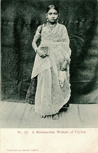 Mohamedian Woman Colombo Andree Ceylon No.  53 Postcard C1906