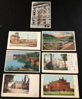 7 Vintage Detroit Publishing Postcards Wi St Scene Racine Monument Sq College,