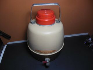 Vintage Mid - Century Little Brown Jug Gallon Picnic Camping Thermos Metal Cooler