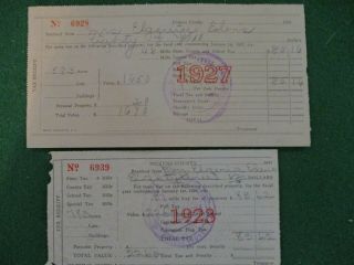 1923 & 1927 Pickens (south Carolina) Tax Receipts