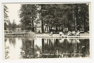 Rppc,  Visitors At Lake,  Lake Creek Lodge,  Sisters,  Oregon,  Ca1940s (?)