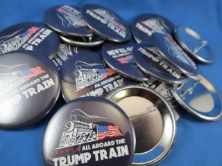 Of 22 All Aboard The Trump Train 2020 Campaign Button Usa Flag Gop