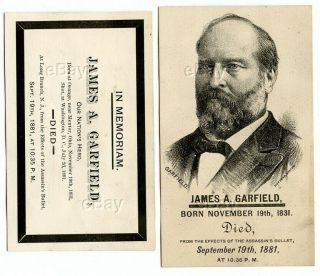 Memorial Trade Cards President James Garfield Assassination 1881 Death Notice Us
