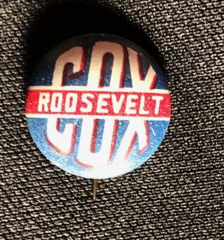 Cox Roosevelt 1920 Presidential Campaign Pinback Button Badge.