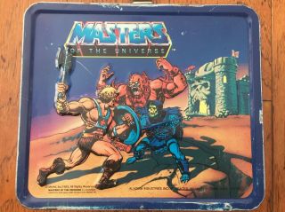 1983 Vintage Masters Of The Universe He - Man Metal Lunchbox With Thermos
