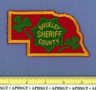 Greeley County Sheriff Nebraska Police Patch State Shape Irish Clover Lucky