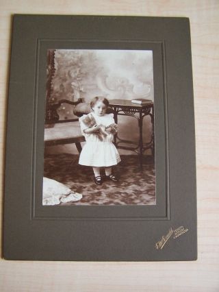 Vintage Photograph On Board Child With Teddy Bear By E.  M.  Ronald Penrith
