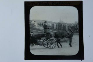 Vintage Magic Lantern Slide 8cm Sq Horse & Carriage At The Wych Malvern