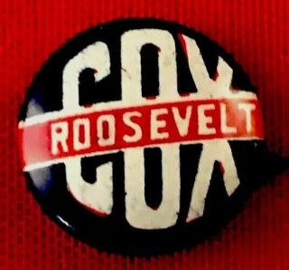 Political Pinback 1920 Jim Cox Fdr Roosevelt Harding Coolidge Button Elect Badge