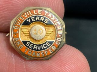 Louisville Taxi Cab And Transfer Co.  10k Gold.  10 Years Of Service Award Pin.