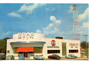 Wnao Radio & Tv Station - Old Cars - Raleigh - North Carolina - Vintage Postcard