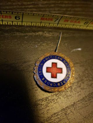 American National Red Cross Nurse Pin Ww2 Enamel Numbered Pinback Lapel Pin Vtg
