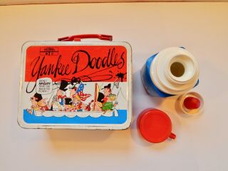 Vintage Yankee Doodles Metal Lunchbox W Thermos - George Washington/betsy Ross