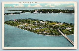 Postcard Fl Miami Airview Of Star Island Made Made Island Luxury Homes C1920 B07
