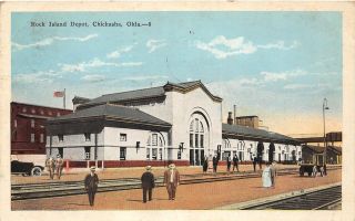 F19/ Chickasha Oklahoma Postcard 1947 Rock Island Railroad Depot