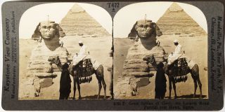 Keystone Stereoview Sphinx & Great Pyramid,  Giza,  Egypt From 1930’s T600 Set A
