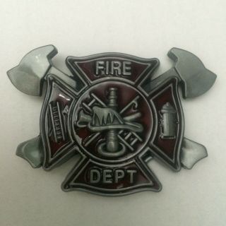 Firefighter Belt Buckle - Fire Dept Red Enamel