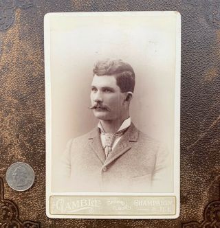 Cabinet Card Of Unidentified Man With A Mustache,  Gamble - Champaign,  Illinois