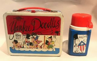 Vtg 1976 Yankee Doodles Metal Lunch Box With Thermos - -