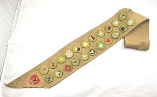 Vintage Boy Scouts Of America Sash With 23 Merit Badge Patches Bsa,  Life Patch