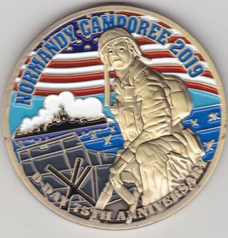 Tac Boy Scout 2019 Normandy Camporee D - Day 75th Anniversary Coin Token