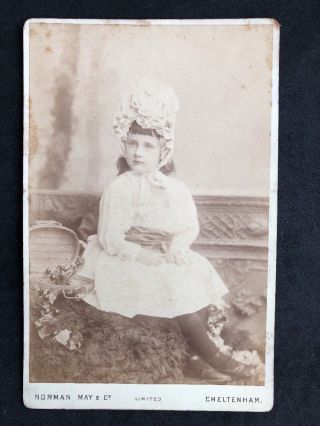 Victorian Cabinet Card: Norman May & Co: Cheltenham: Unusual Bonnet Headdress
