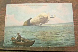 Rare Graf Zeppelin Postcard In Protective Shelter On Lake Constance Germany Bode