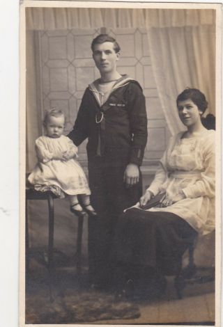 Old Vintage Photo Military Navy Sailor Uniform Woman Child Named Wright F3