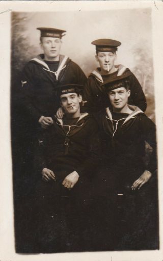 Old Vintage Photo Military Navy Sailor Uniform Hms Victory Smoking F3