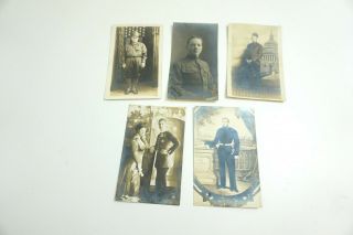 5 Antique Real Picture Postcards Rpcc Of Soldiers,  Ww1,  Dough Boy Us Cavalry ?