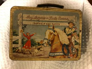 Vintage Western Cowboy Roy Rogers & Dale Evans Double R Bar Ranch Metal Lunchbox