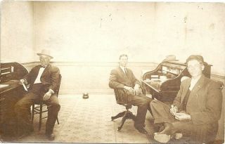 Sikeston,  Mo: Rppc: 1910 - 15: 3 Men At Desks: Scott,  Barnes&johnson.  Spittoon