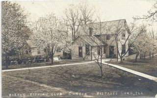 Pistakee Lake,  Il: Rppc: 1920: View Of The Viking Fishing Club Building