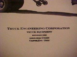 Truck Engineering Corp 8.  5 x 11 Product Photo Semi Ca 1930 ' s Cleveland Ohio 3