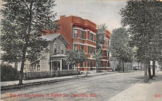F51/ Zanesville Ohio Postcard 1912 Bon Air Apartment Building 8th St