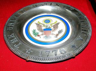 Hanging pewter ceramic plate dish Presidential Seal of the United States 1776 2