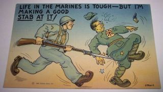 Usmc World War Ii Us Marine Corps Marines Anti Japanese 1943 Postcard Bayonet