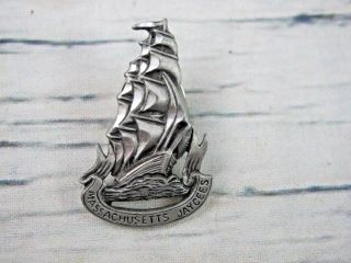 Massachusetts Jaycee 1980 Pewter Old Ironsides Ship Boat Metal Lapel Pin Rare