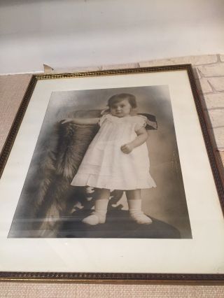 Vintage Framed Large Photo Girl With Fur Theo Williams Family?
