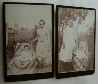 2 Antique Cabinet Photos Outdoor Portraits Of Children Nicely Posed