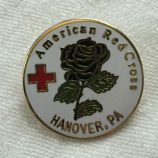American Red Cross Pin Hanover Pa Pennsylvania Chapter Black Rose Vest Lapel Pin