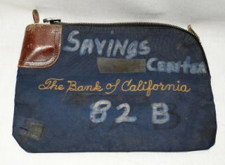 (1) The Bank Of California Embroidered Lettering 10 " X 7 " Deposit Bag With Key