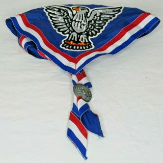 Vintage Boy Scout Bsa Eagle Neckerchief Scarf And Slide Tie Holder