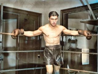 Colorized Vintage Photo Shirtless Hunky Boxer 1931