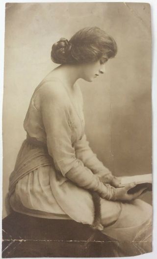 Vintage Photograph Of Woman Reading A Book