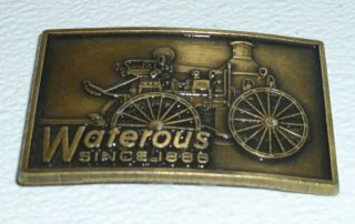 Waterous Belt Buckle Since 1886 Fire Pump Vtg 3.  5 "